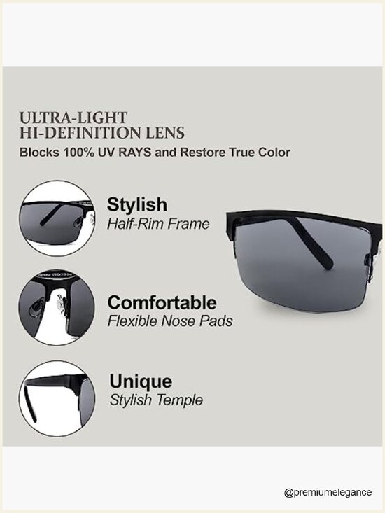 Semi-Rimless Sunglasses with UV400 Protection Sport Performance